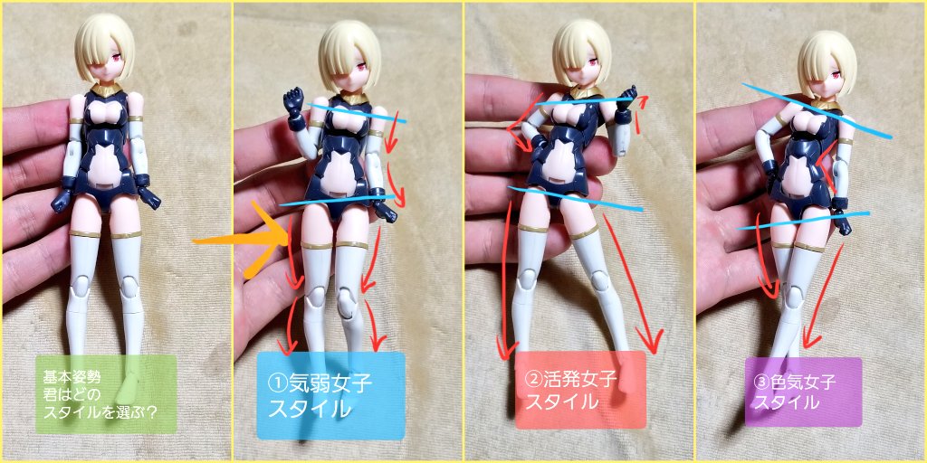 肩と腰の軸をずらすと、
いろんな性格のポーズが作れるという話。

#とりポージング