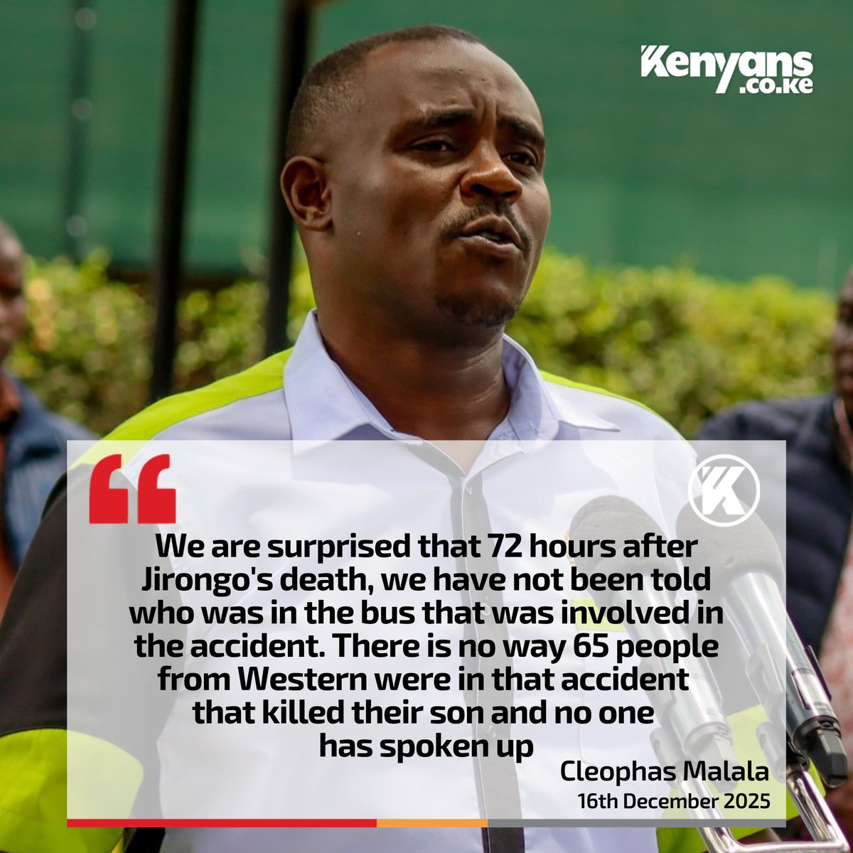 There is no way 65 people from Western were in that accident that killed their son, Jirongo, and no one has spoken up - Malala
