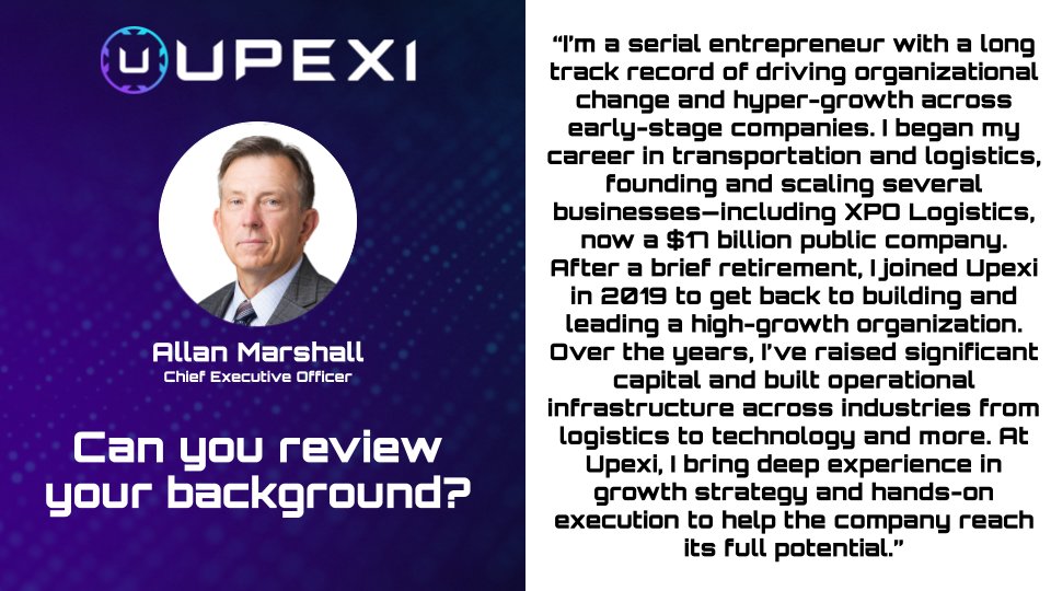 UpexiTreasury's tweet photo. Ready to learn about @UpexiTreasury? Let's start with @UpexiAllan and his background. @UpexiAllan explains.
#UpexiOverview #AMA #DigitalAssetTreasuries $UPXI $SOL https://t.co/G5ImmYPQWa