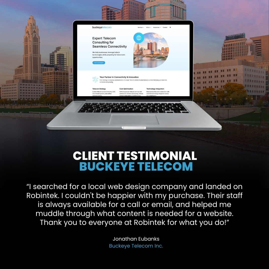 robintek's tweet photo. “I searched for a local web design company and landed on Robintek. I couldn't be happier with my purchase.” – Jonathan Eubanks
We loved redesigning Buckeye Telecom’s website to match Jonathan’s vision. #HappyClients #WebDesignSuccess #BuiltToGrow https://t.co/F81Uf5uFy3