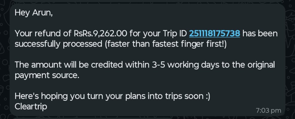 aviraltrivedi's tweet photo. @Cleartrip The cost of flight was ₹11432, @airindia @Cleartrip care to explain is ₹9262.00 the full refund amount.
@jaagograhakjago @DGCAIndia https://t.co/shaFxV0Sf0