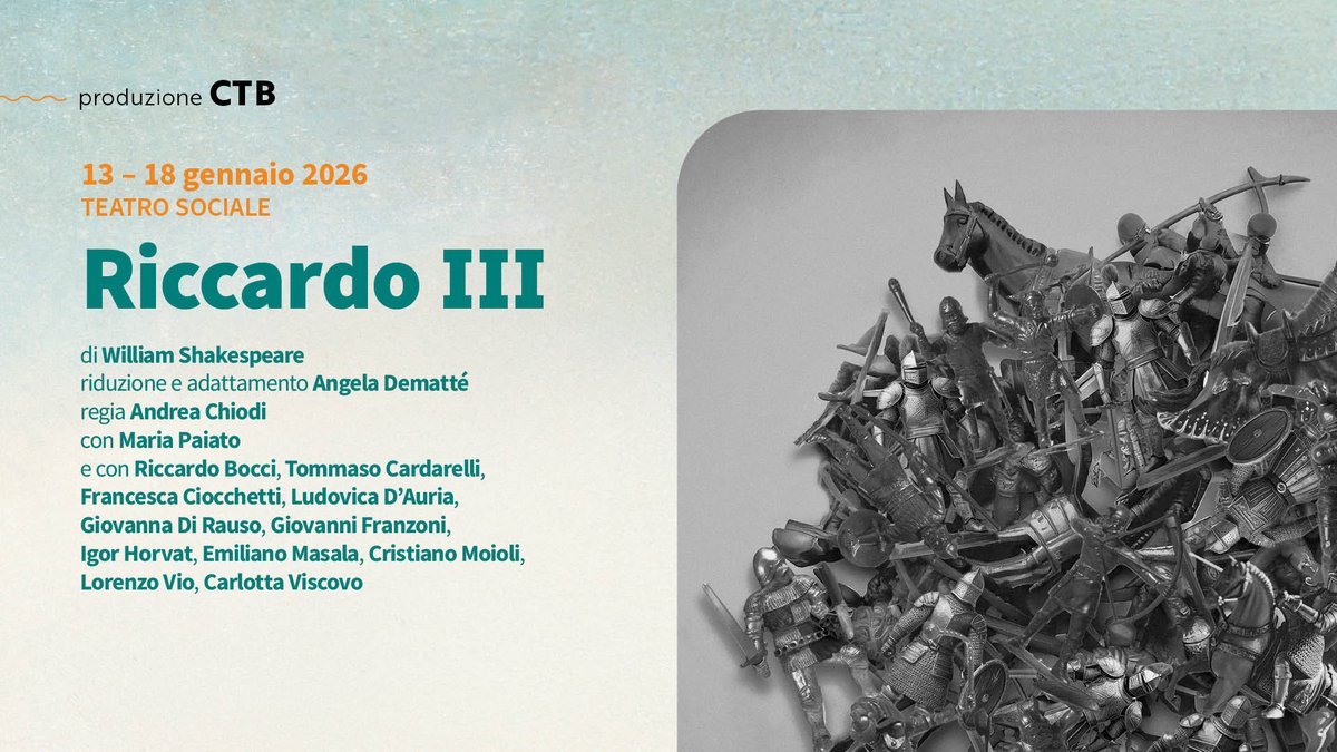 Tra pochi giorni andrà in scena al Teatro Sociale  𝗥𝗶𝗰𝗰𝗮𝗿𝗱𝗼 𝗜𝗜𝗜 - Dal 13 al 18 gennaio | Teatro Sociale
𝗜𝗻𝗳𝗼 𝗲 𝗯𝗶𝗴𝗹𝗶𝗲𝘁𝘁𝗶 ➝ linktr.ee/centroteatrale…