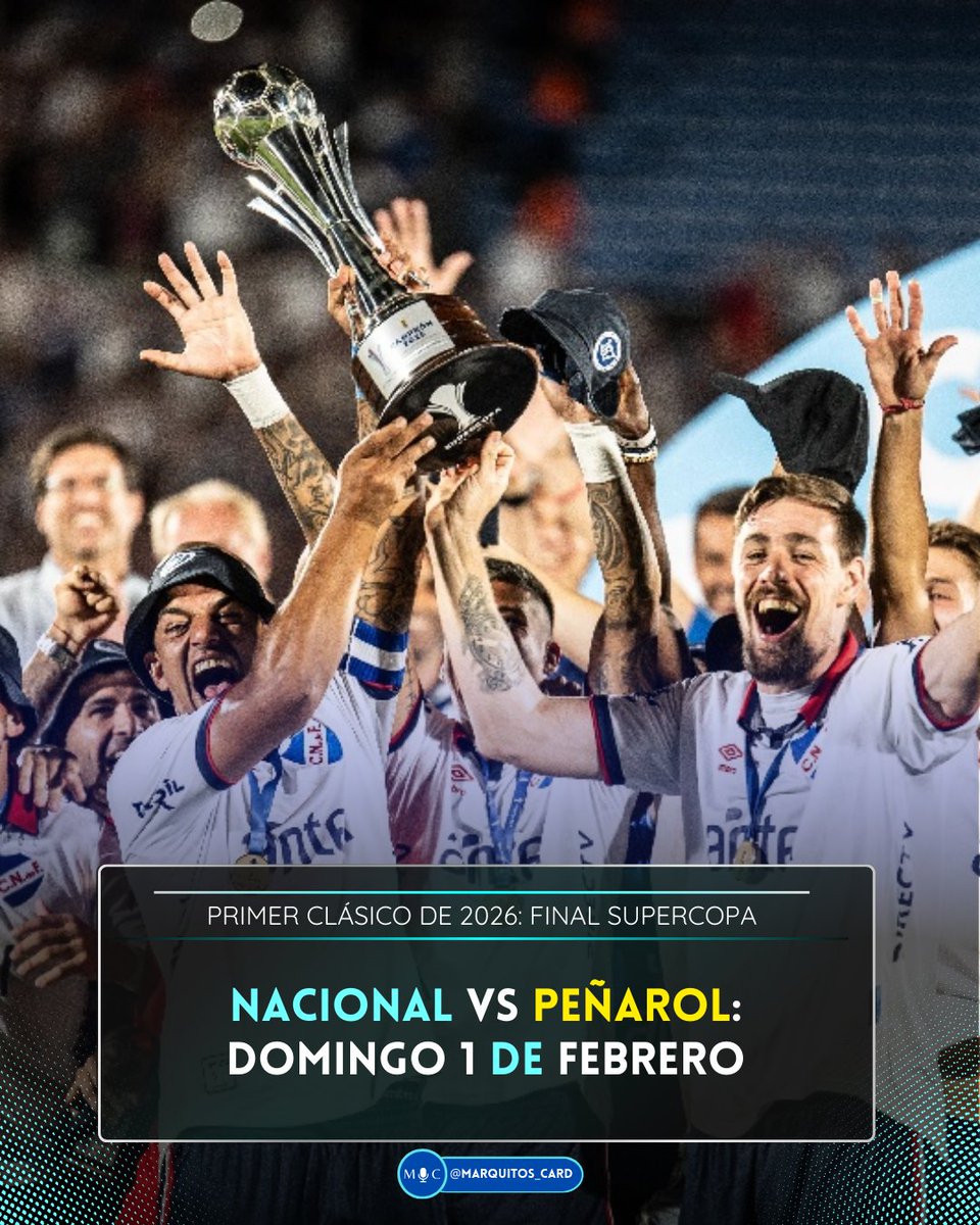 🔥PRIMER NACIONAL VS PEÑAROL DEL 2026: SUPERCOPA URUGUAYA

➡️Ya hay fecha del PRIMER clásico del año que viene, será el 1 de febrero en el Estadio Centenario.

🔙#Nacional ganó la Supercopa pasada ganándole también a Peñarol por 2-1 con goles de Recoba y el "Diente".