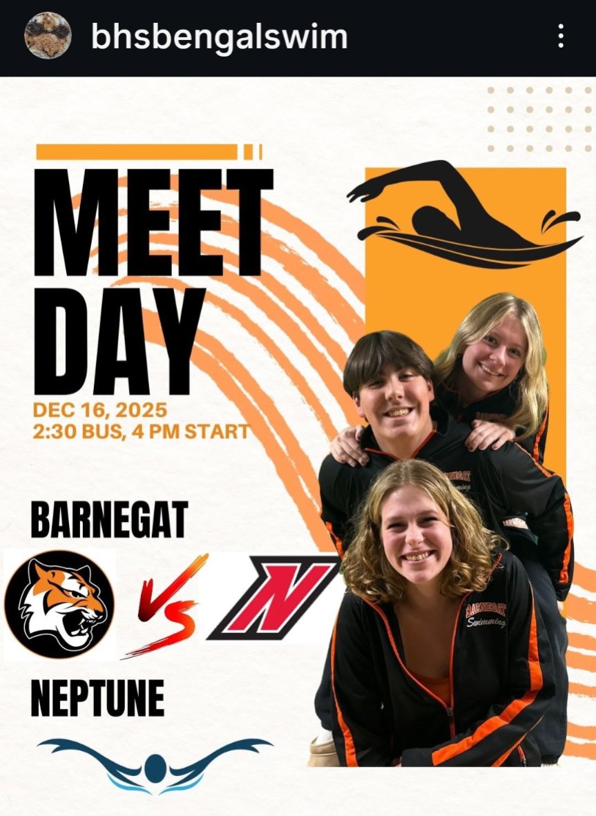 GaryConnors27's tweet photo. Meet day for Barnegat Swim team!  4 pm St Francis LBI!  LET'S GO! https://t.co/WT1gvcyXB2