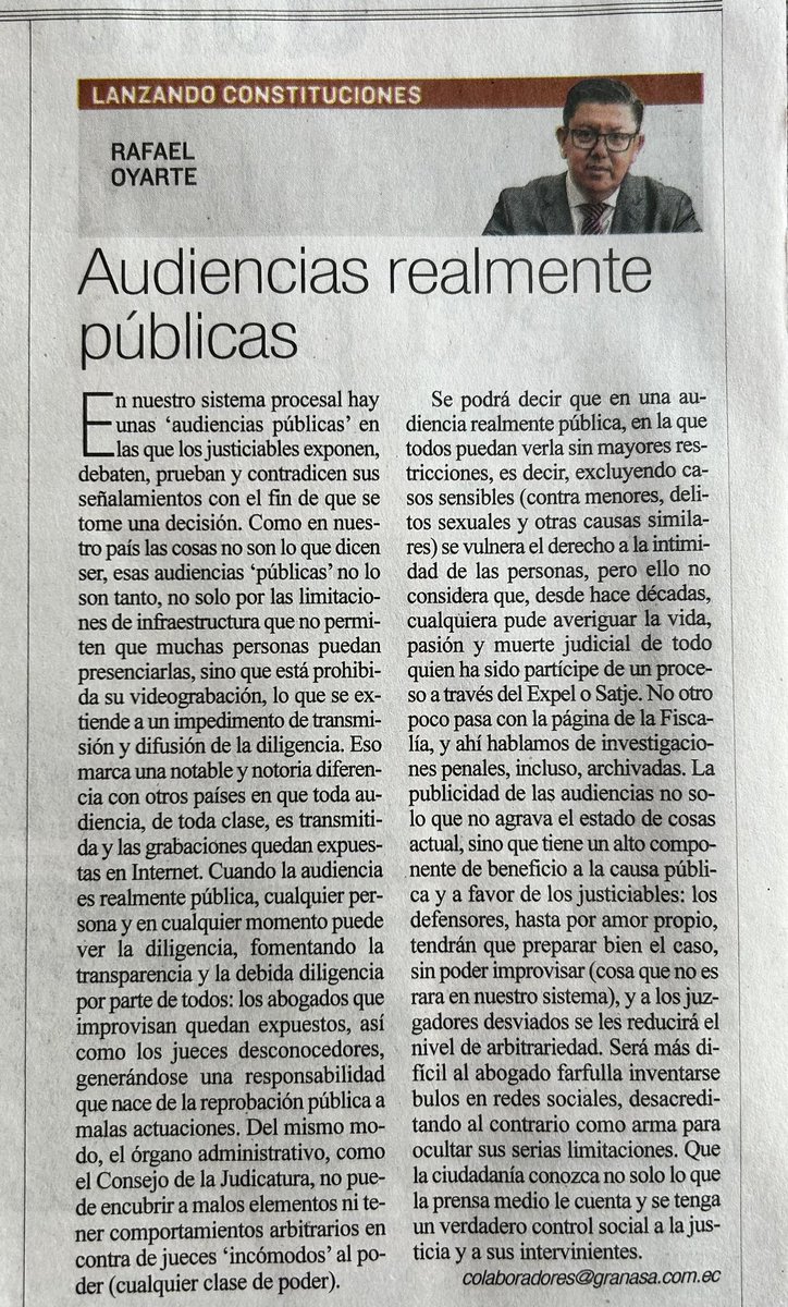 Las audiencias deben ser realmente públicas. El sigilo debe ser solo para casos estrictamente sensibles. Solo así veremos si los casos se resuelven en justicia o según la carita del marchante. El abogado de redes sociales no podrá encubrir su incapacidad y el juez torcido quedará
