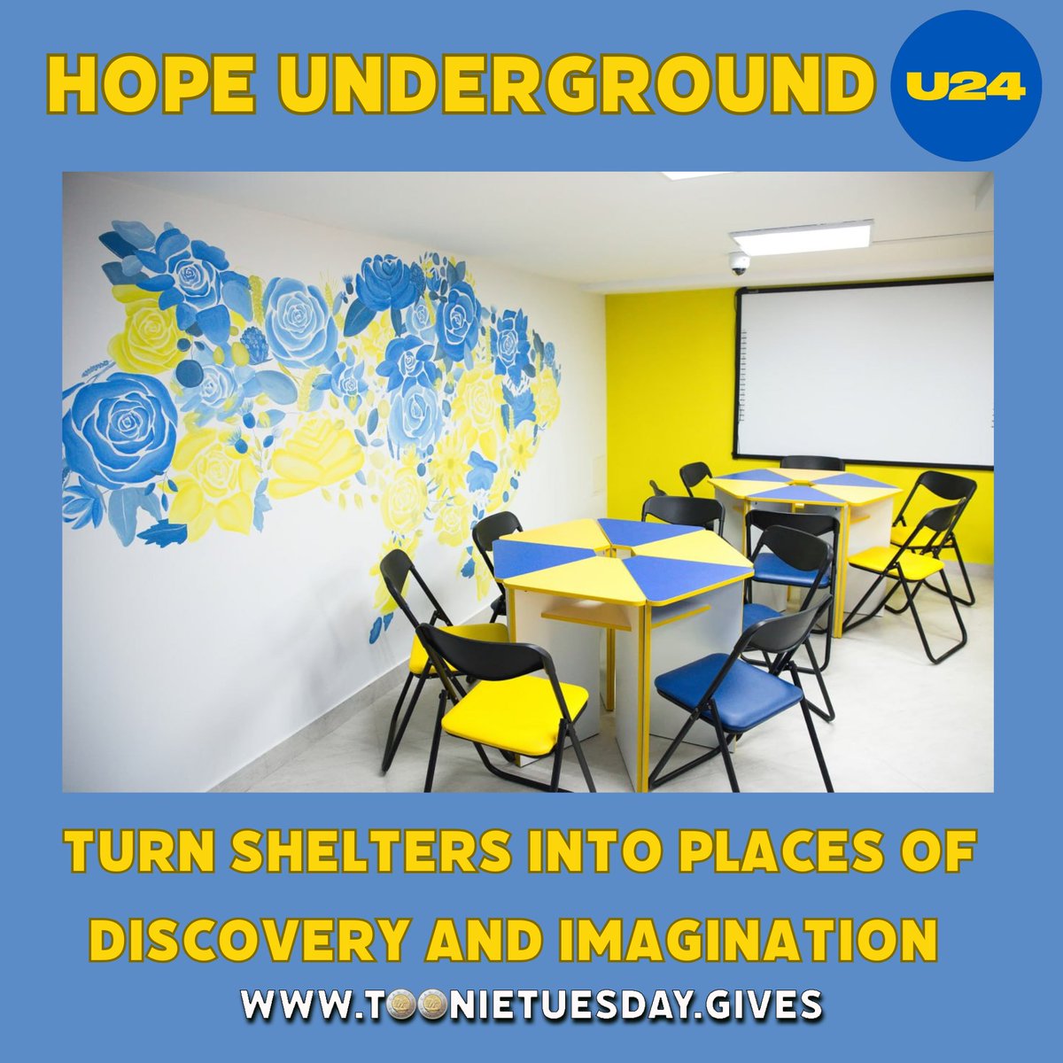 toonie_tuesday's tweet image. 👦Merry Kidsmas👧📚

Hope Underground– Turn shelters into places of discovery and imagination.  Together we can brighten up and make these shelters fun for learning.   Every €2 £2 $2 makes a difference.  Let's go Tooniacs!