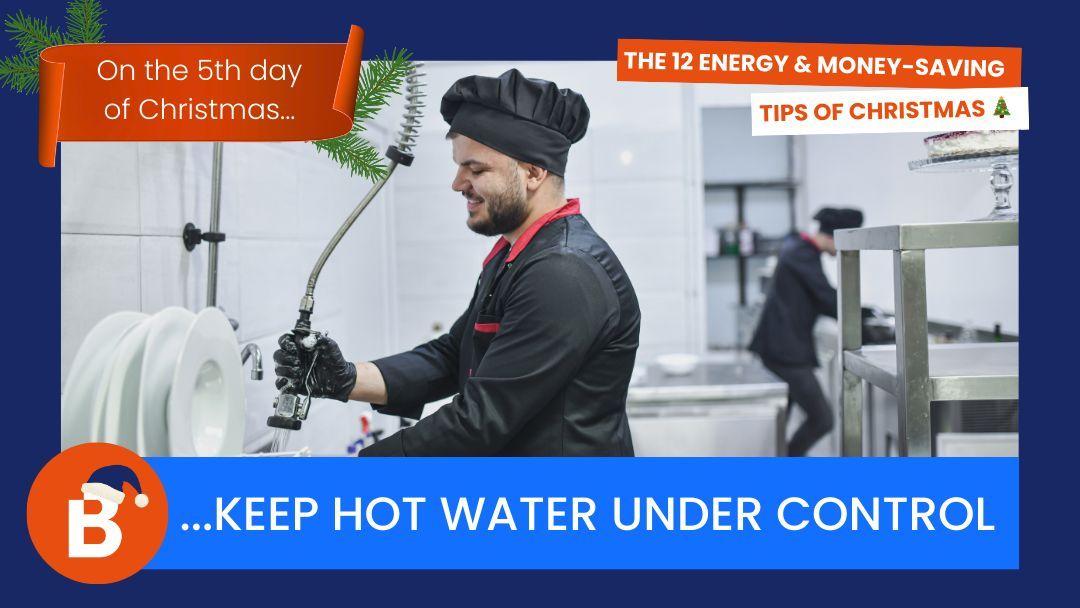 On the 5th day of Christmas…keep hot water under control 
Set hot water to around 60°C so it’s safe, effective and not scalding – or wasting energy. Consider touch‑free taps to avoid taps being left running during the Christmas rush.