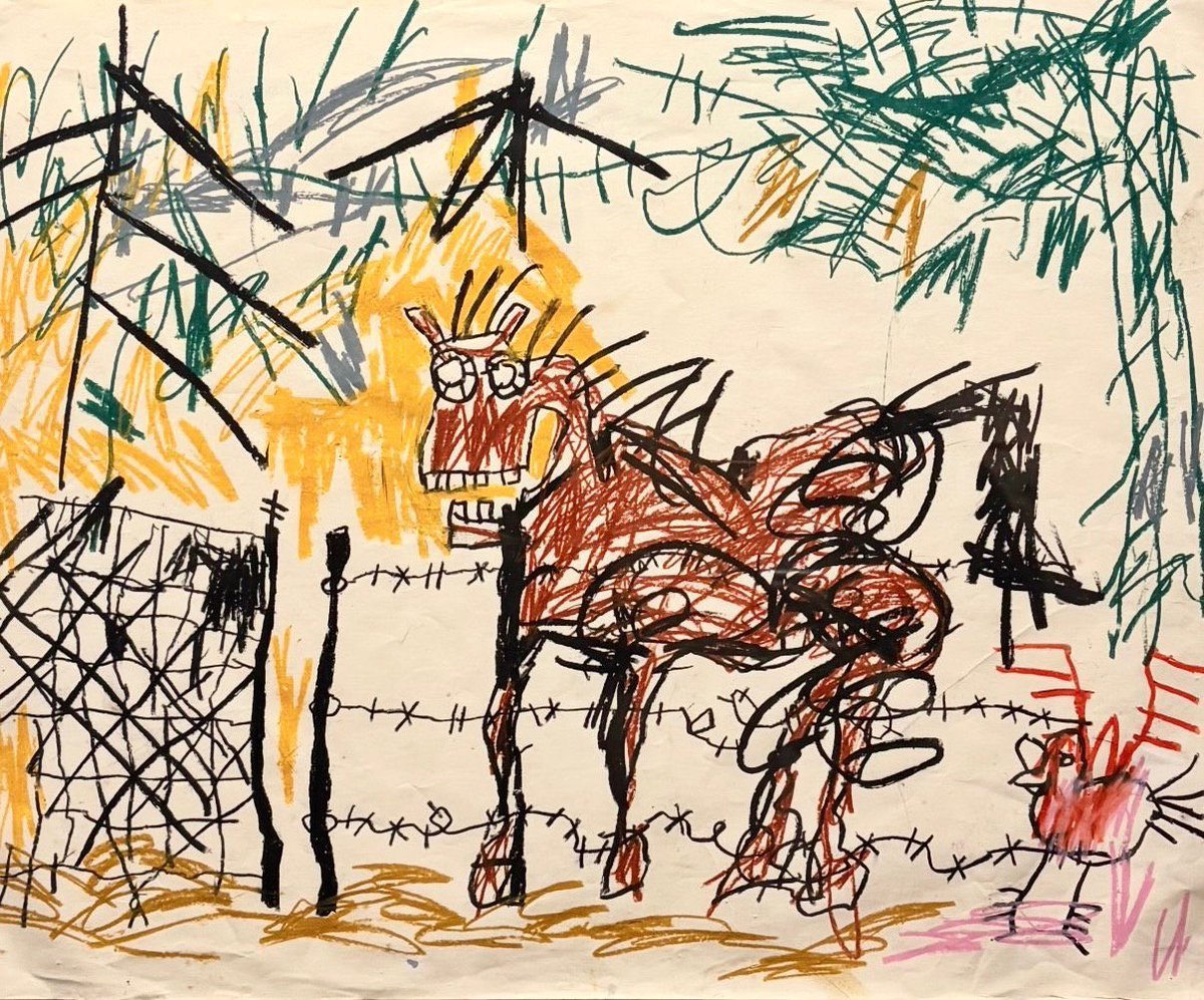 🙂‍↕️🙂‍↕️ Ruka do BABYMONSTER compartilhou obras do artista Basquiat que exploram e denunciam como a desigualdade social é inerente ao capitalismo.

O grafite "Toda a linha de librés se curva assim, com o dinheiro grande todo esmagado nesses pés" é uma forma poética de falar