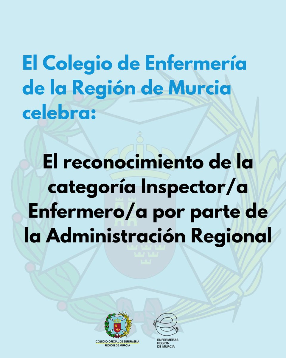 🎉Celebramos el reconocimiento de la categoría Inspector/a Enfermero/a por parte de la Administración
✔️ Reconocimiento de competencias
✔️ Avance histórico para la Enfermería
🔗Accede a la noticia y a la publicación de la orden del BORM aquí➡️enfermeriademurcia.org/el-colegio-de-…