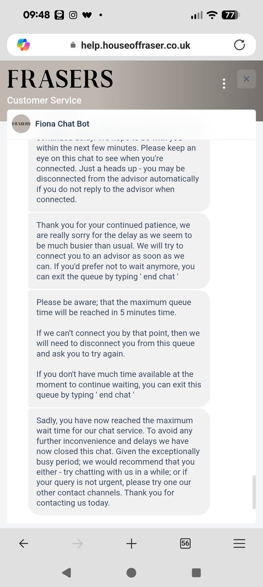 darranhope's tweet photo. @houseoffraser really poor service from live chat, because your busy you just end chats after a while, how is that good customer service? As bad as delivering a bed but no update on the mattress? https://t.co/pishDOJL3U