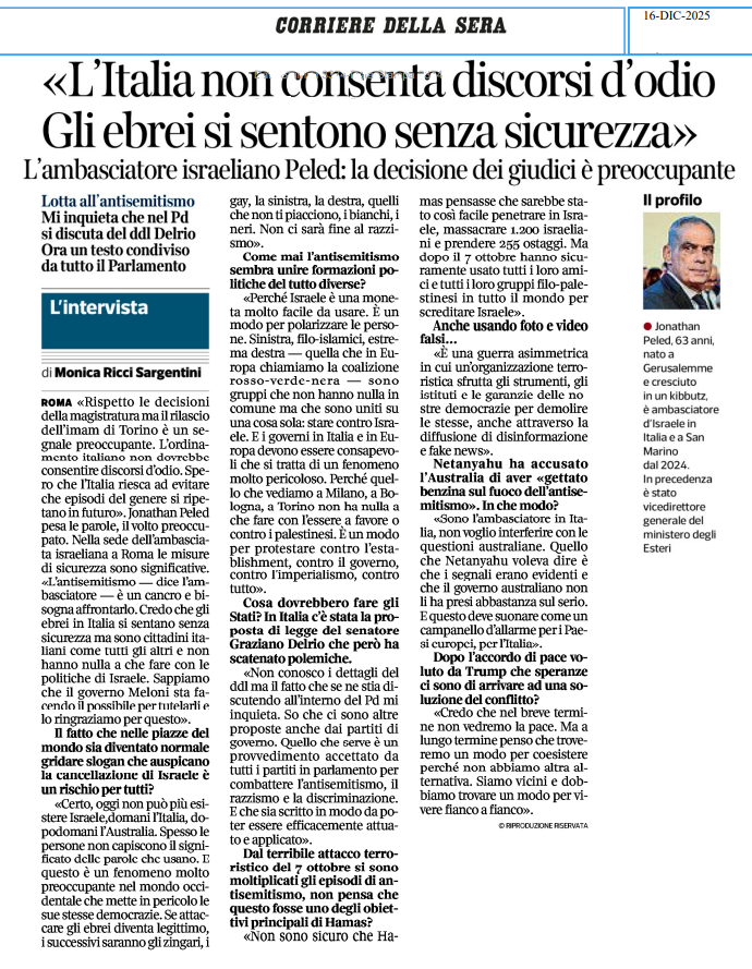 GiulioTerzi's tweet photo. «L'Italia non consenta discorsi d'odio. Gli ebrei si sentono senza sicurezza». 
"L'Ambasciatore israeliano Peled: la decisione dei giudici è preoccupante".
Lotta all'#antisemitismo: "Mi inquieta che nel PD si discuta del ddl Delrio. Ora un testo condiviso da tutto il Parlamento" 
@FratellidItalia @fdieuropa @FDI_Parlamento @JonathanPeled @IsraelinItaly @Italia_Israele @ItaliaIsraeleSv @NirensteinF @GlobalCRL