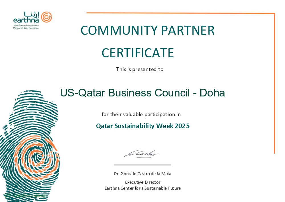 usqbcdoha's tweet image. USQBC Doha joined partners at the Qatar Sustainability Week 2025 Appreciation Reception and was recognized as a community partner during QSW’s 10th edition. Proud to support cross-sector sustainability efforts aligned with Qatar National Vision 2030.

#USQBCDoha #QSW #QNV2030