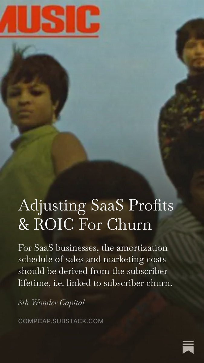 Haiku of the Day for "Adjusting SaaS Profits &amp; ROIC For Churn"

Ten percent churn means
Ten years of subscription life.
Spread costs truthfully.

substacktools.com/sharex/OoE8ASux