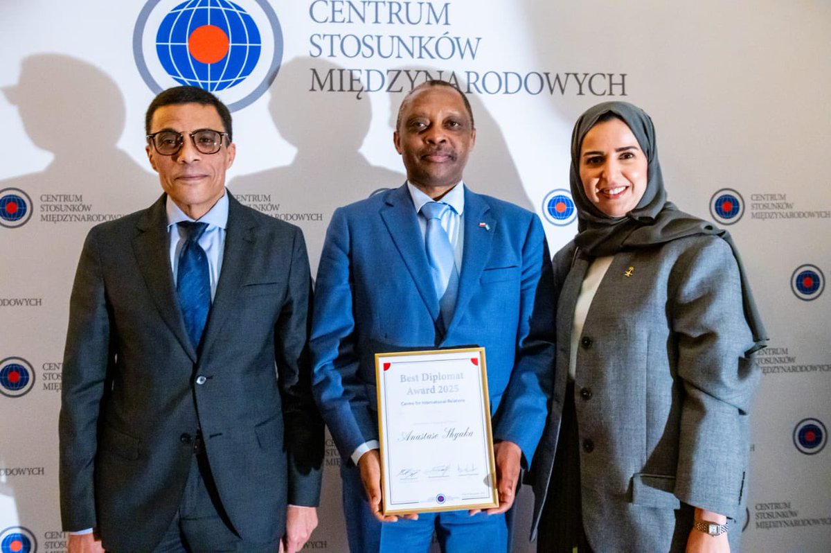 Karirima1's tweet photo. Rwanda’s Ambassador to Poland, @ashyaka Anastase, has received the “Best Diplomat Award’ for the Year 2025 at the Christmas conference hosted by the THINKTANK and the Centre for International Relations at the Palace on the Isle.

This high-profile event, attended by ministers, former ambassadors, and experts, marked a significant moment for Rwanda’s growing influence in global diplomacy.

@RwandaInPoland 

*Full article*⤵️⤵️
https://t.co/Sf4Osr7ehm