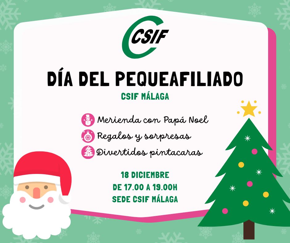🎄 ¡Últimos días para inscribirse al Día del Pequeafiliado! 🎅

CSIF invita a su afiliación en Málaga a participar en una tarde mágica pensada para los más pequeños. 

Inscripción a través del siguiente formulario
👉cutt.ly/htaeNbZa

¡No te lo pierdas!❄️🎉