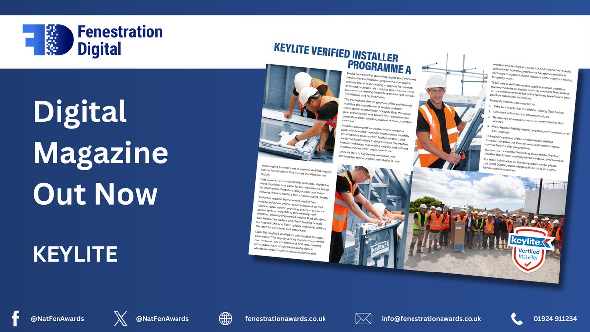 FenDigital's tweet photo. Read the latest news in this months Fenestration Digital Magazine from Keylite.

Click here to read: https://t.co/9jRZ4pqNhf

 #Keylite #RoofWindows #InstallerProgramme https://t.co/t6jPMywykf