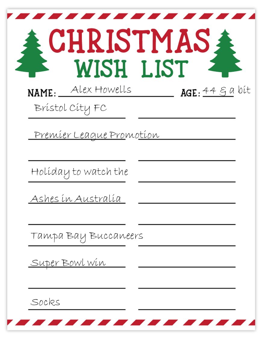 The final list to Santa is Alex’s sporty one. Fair to say it might be a tad ambitions 😬🎅🏻

 #Team #Family #Christmas