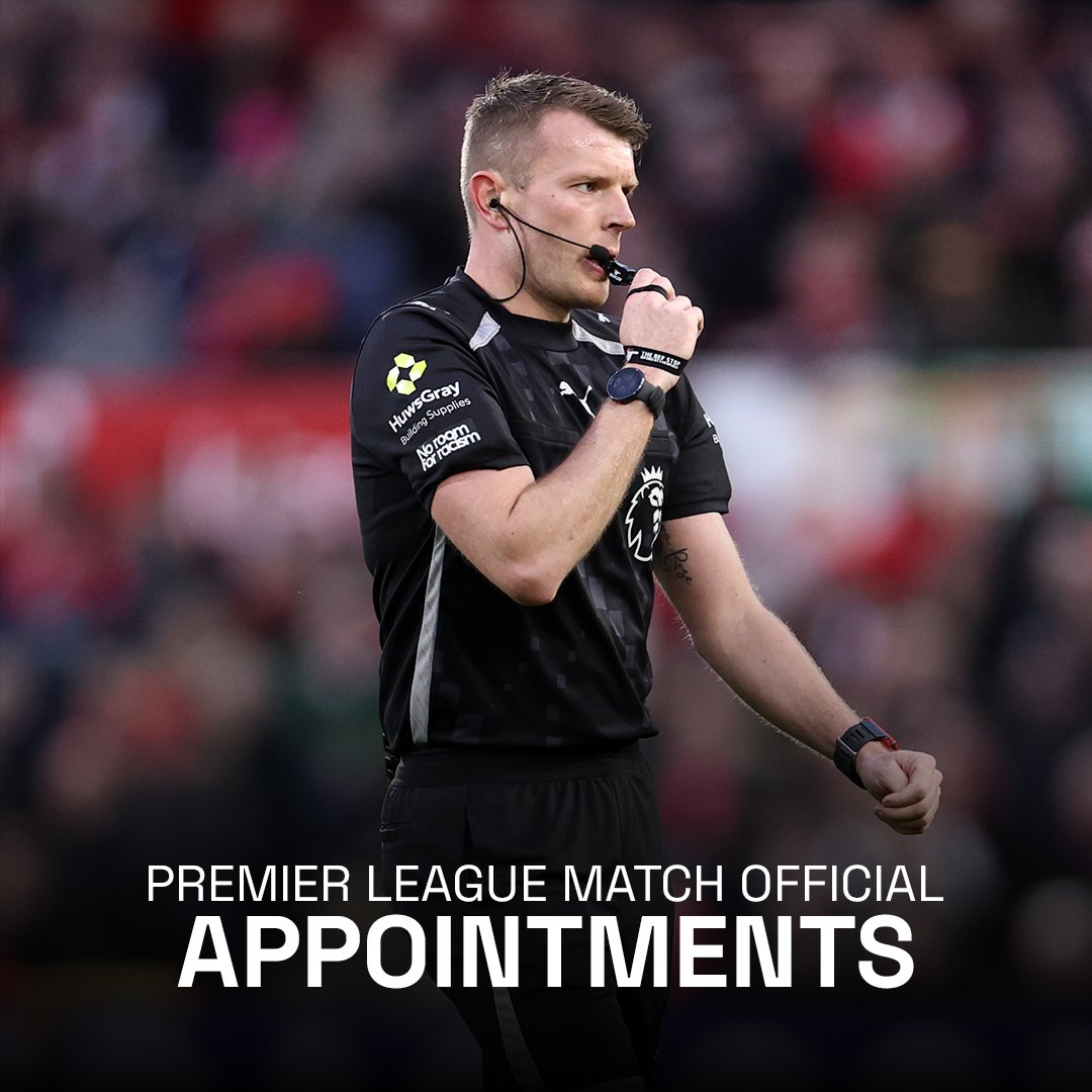 prorefofficial's tweet photo. Match official appointments for @premierleague Matchweek 17 ➡️ https://t.co/OI9BxPeNUa https://t.co/A95ftrWGYK