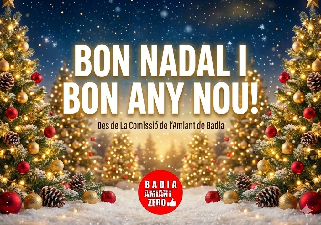 Bones Festes i Bon Any Nou! Els nostres millors desitjos i tot el nostre compromís per aconseguir l'objectiu: Badia Amiant Zero.

#badia #badiadelvallès #amiantzero