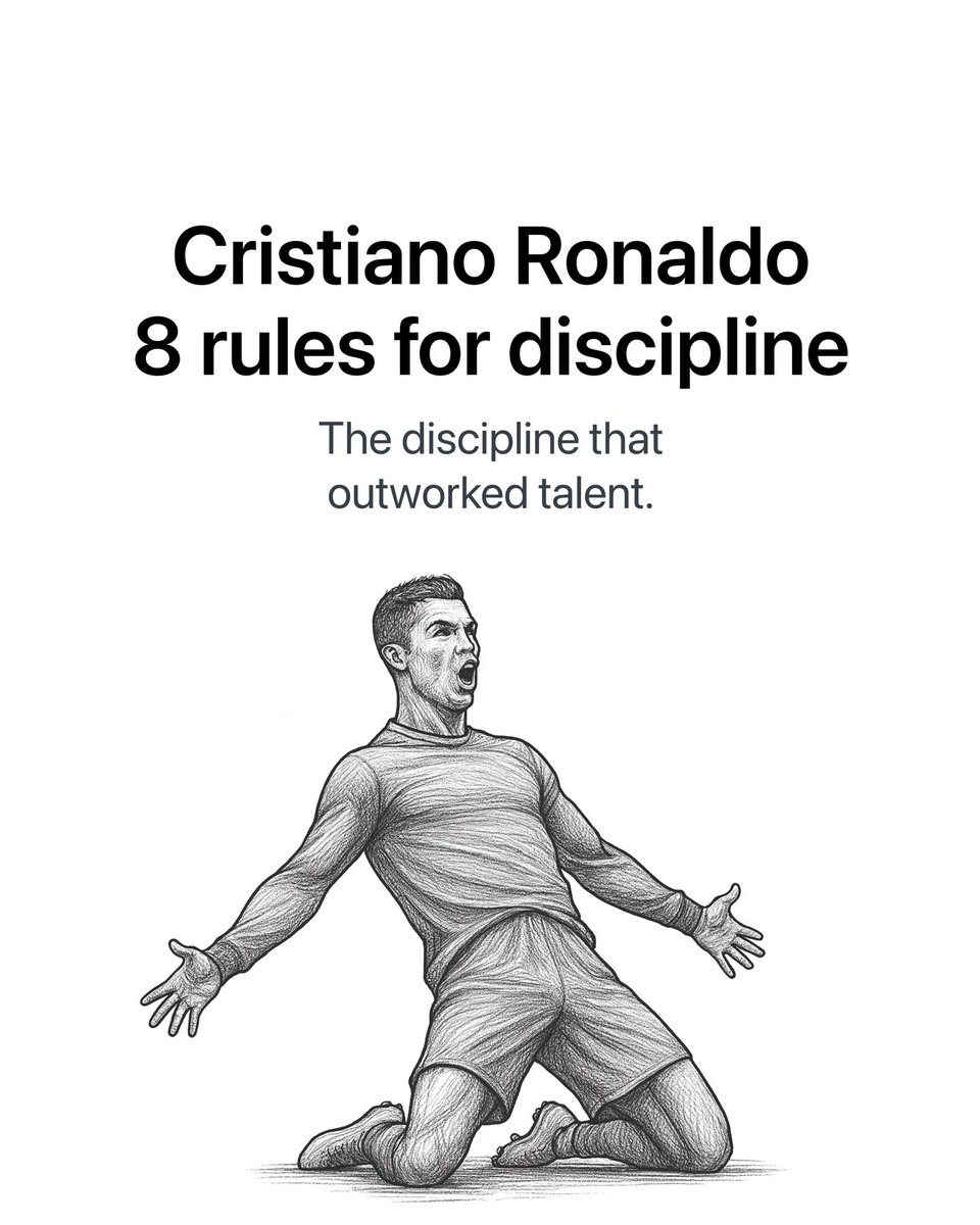 Gentlenmasc's tweet photo. Cristiano Ronaldo's 8 Rule for Discipline:

(The discipline that outworked talent) https://t.co/FmbQVBSjIV