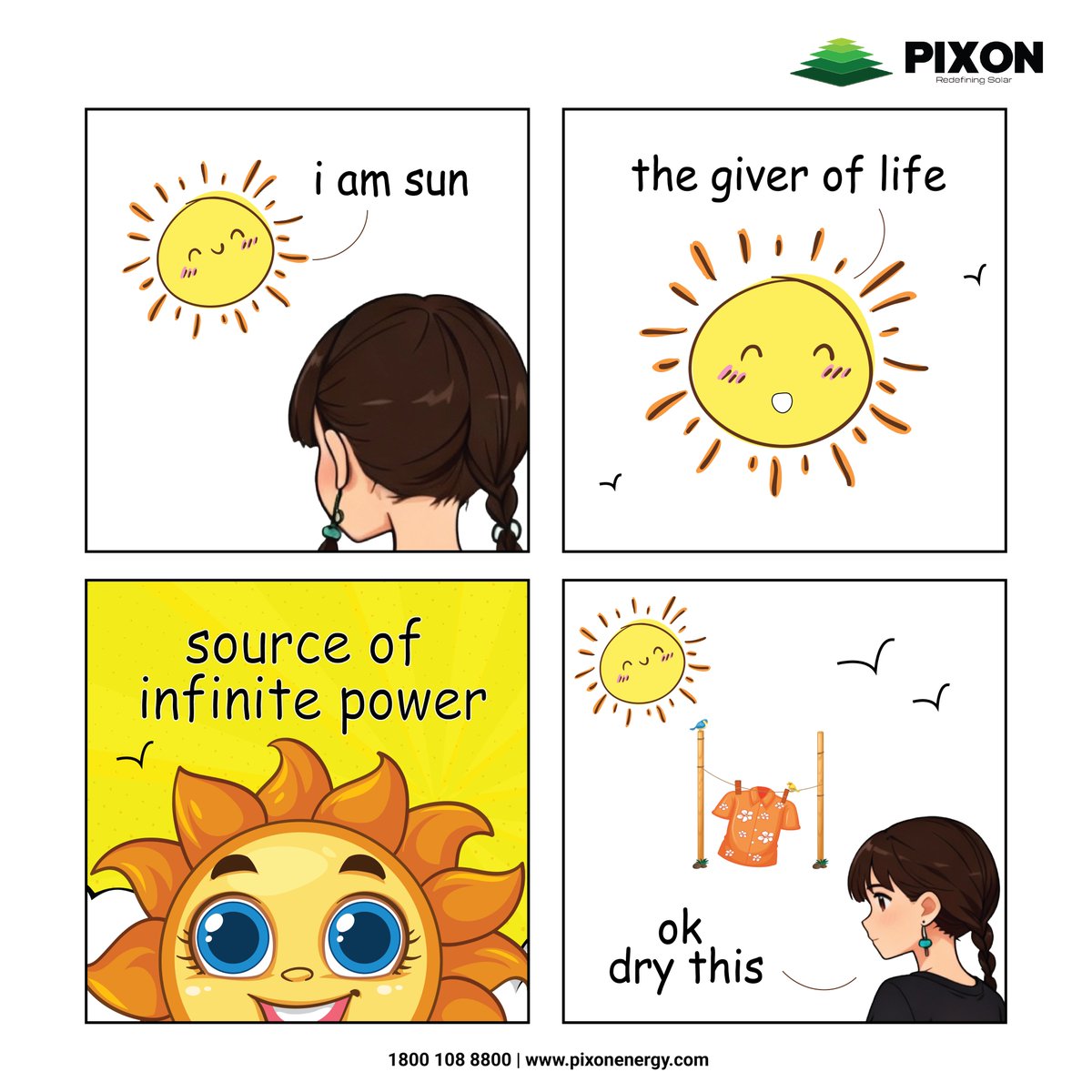 pixon_energy's tweet image. The sun isn’t a dryer. It’s a power plant waiting to be used. Capable of running industries, yet stuck drying laundry. Let’s start using sunlight smarter. 
.
.
#Pixon #installSolar #SolarEnergy #PowerOfTheSun #CleanEnergy #RenewableEnergy #SolarPower #GoSolar #SustainableFuture