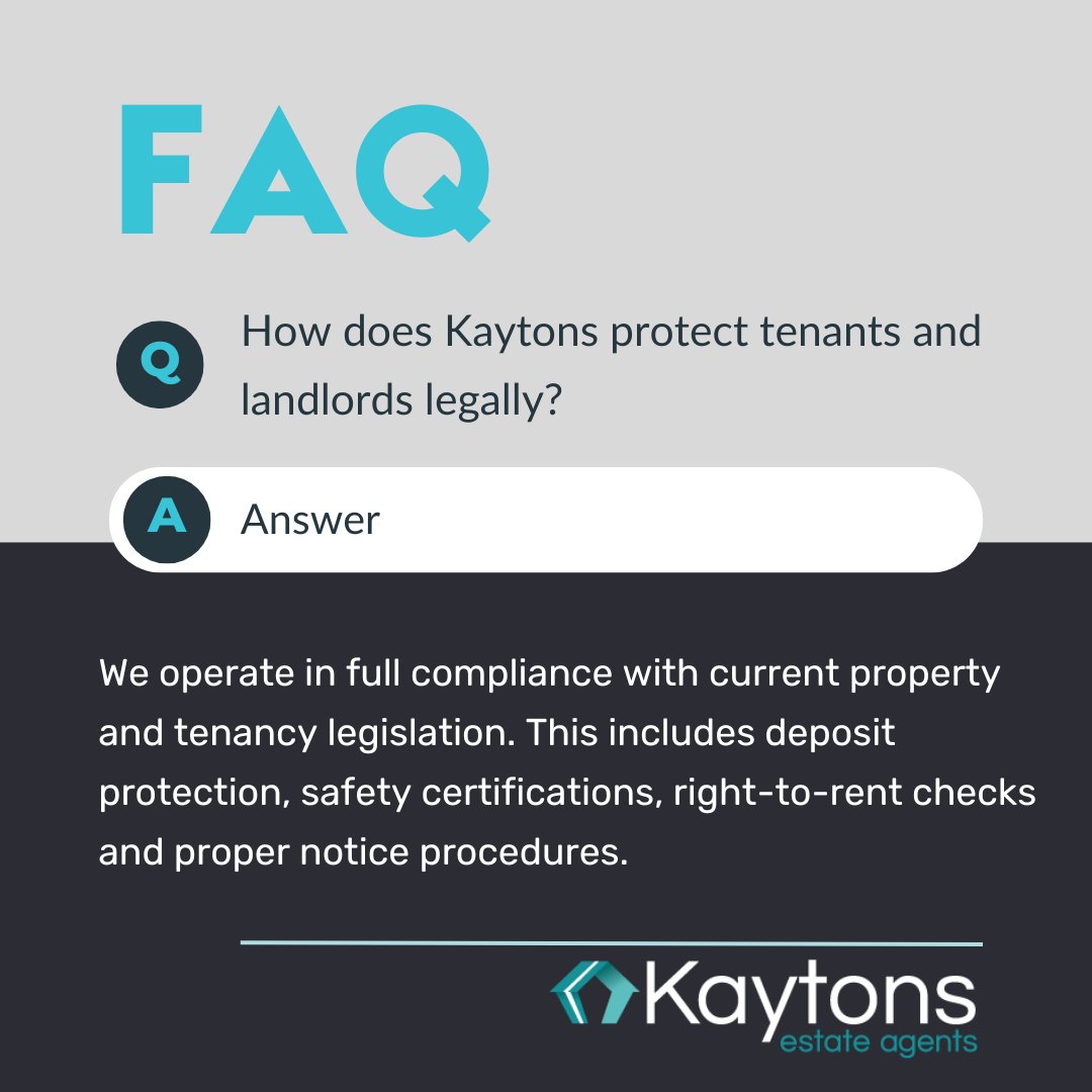 At Kaytons, your peace of mind matters. That's why we protect tenants and landlords by following all legal requirements, every step of the way.

#LettingAgents #Landlords #Tenants
