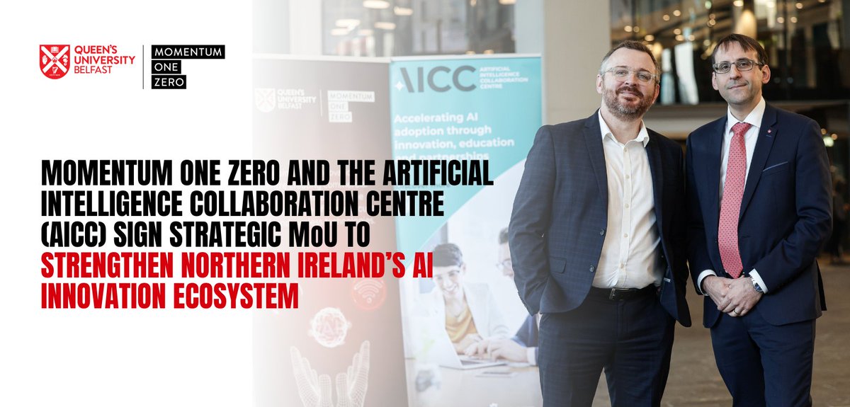 A big step forward for AI #innovation in #NorthernIreland 🚀

We’ve teamed up with the Artificial Intelligence Collaboration Centre (AICC) to create a clearer, joined-up path from #research to real-world #AI adoption.

🔗 momentumonezero.com/news/M10andthe…