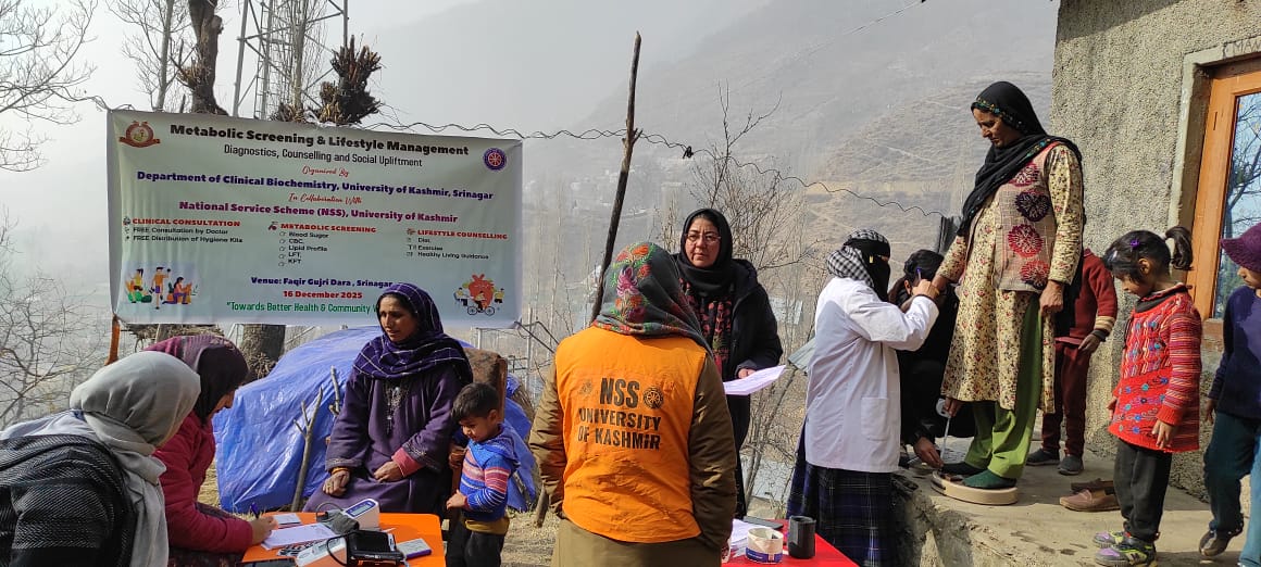 NSS university of Kashmir in collaboration with the department of clinical biochemistry university of Kashmir organized a medical camp at village shalle Khud Faqir Gujri. Consultation by doctors,metabolic disease screening and distribution of hygiene kits was done. 
<a href="/nssrddelhi/">Regional Directorate of NSS Delhi</a>