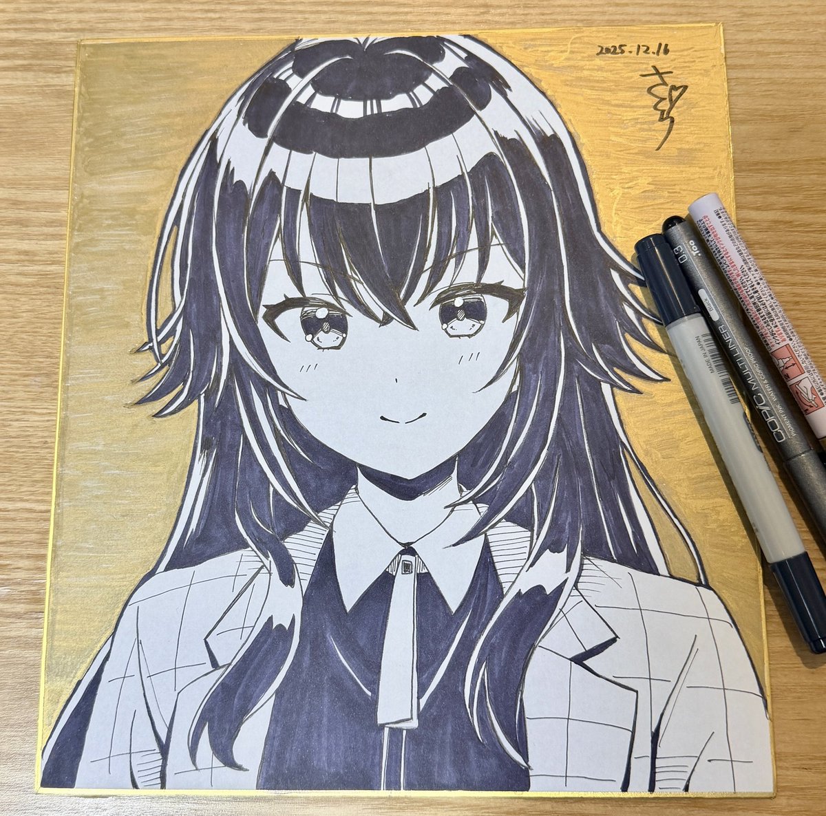 憧れの金背景のモノクロ色紙に挑戦してみたけどどうかな〜？ いつもの