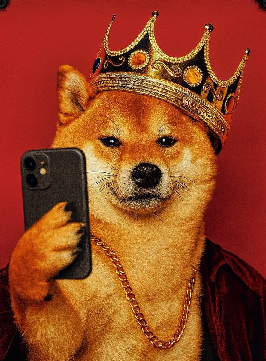The crown on the head,
 the phone on the paws ✨️