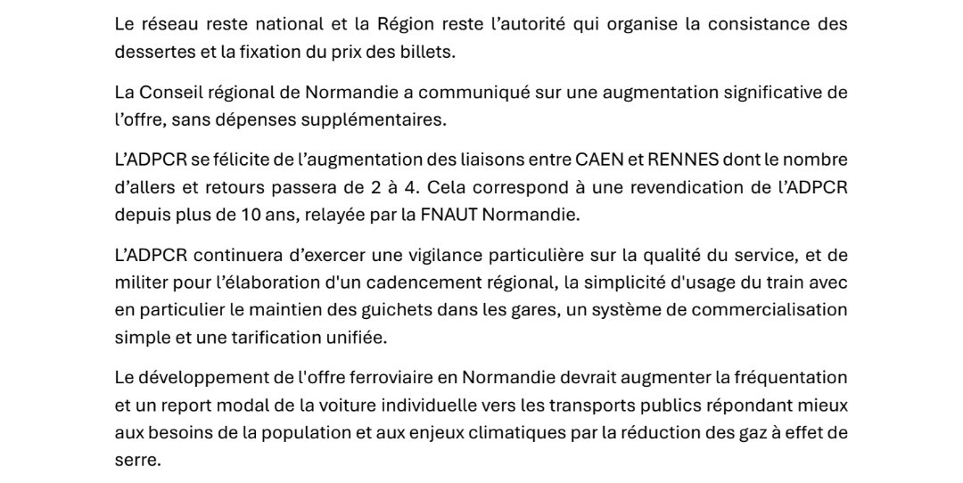 adpcr50's tweet image. 🚉 🐆🐆 À partir de décembre 27, en allers/retours :
 📈 passage de 2 à 4 #Caen &amp;lt;&amp;gt; #Rennes (+100%)
 📈 passsage de 6 à 9 #Caen &amp;lt;&amp;gt; #Granville (+50%)

#StLô #Coutances #Folligny #Avranches #Pontorson #DolDeBretagne

Rappel de la position #Adpcr (membre @fnautnormandie @FNAUT_fr) 🔽
