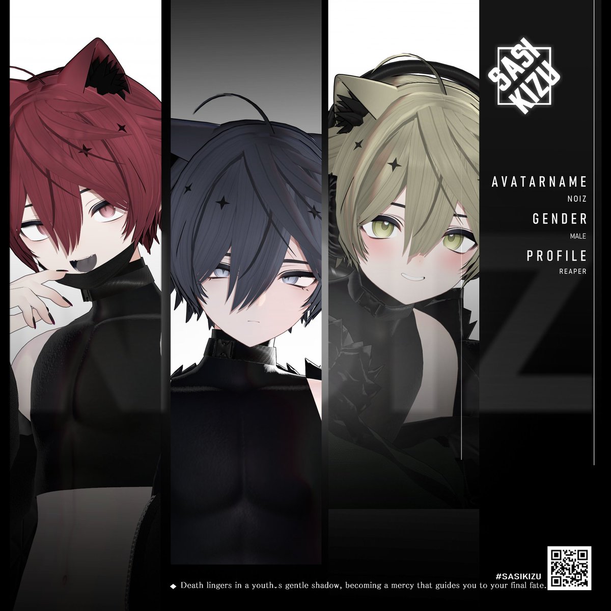 【オリジナル3Dモデル】ノイズ（noiz）RE

いくつかの改変例をご紹介します。
顔のシェイプキーは、合計600個ほどあります。

またmaskも設定済なので、unityで簡単に色改変可能です。

12月18日（木）発売
発売まで、あと2日✨