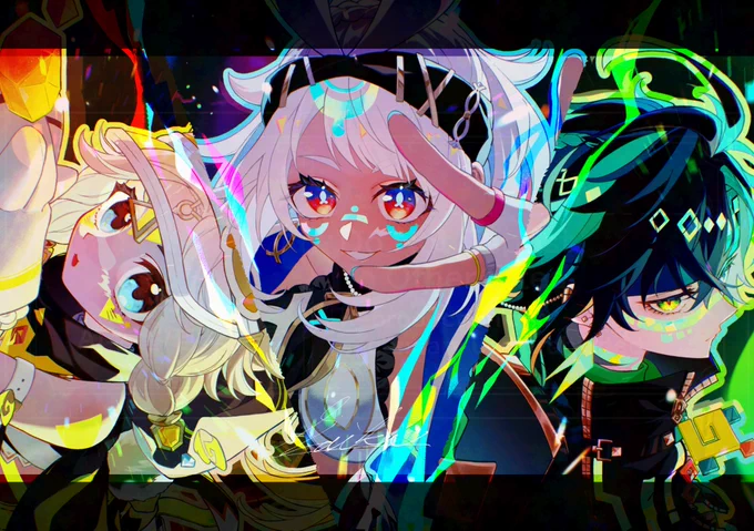 #伸びた伸びないは置いといて2025年自身が思う力作 beyond the wayパロ御三家……(3人分の立ち絵)(夜魂差分)(作業期間半年越え)