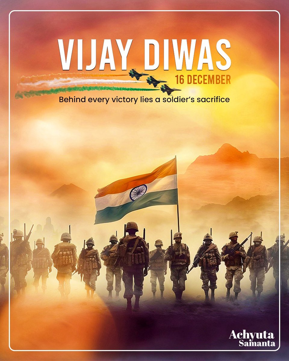 achyuta_samanta's tweet photo. On Vijay Diwas, I express my deep gratitude to our brave soldiers who brought a historic victory to the nation in 1971. Their courage and sacrifice continue to guide and inspire us. The country remains forever thankful to our heroes and their families. https://t.co/GWY7KG325C