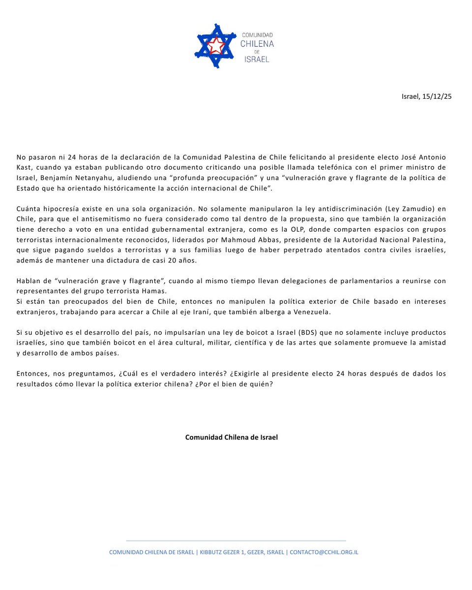 Com. Chilena Israel tweet media