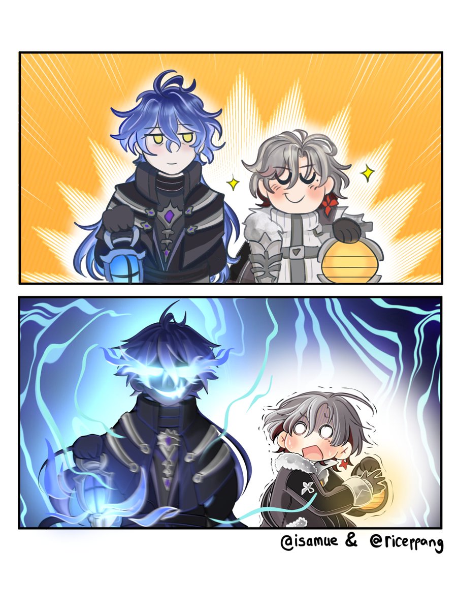 riceppang's tweet photo. 'shine bright' in comparison
#Flins #illuga #GenshinImpact https://t.co/Vh1IQMTT0A