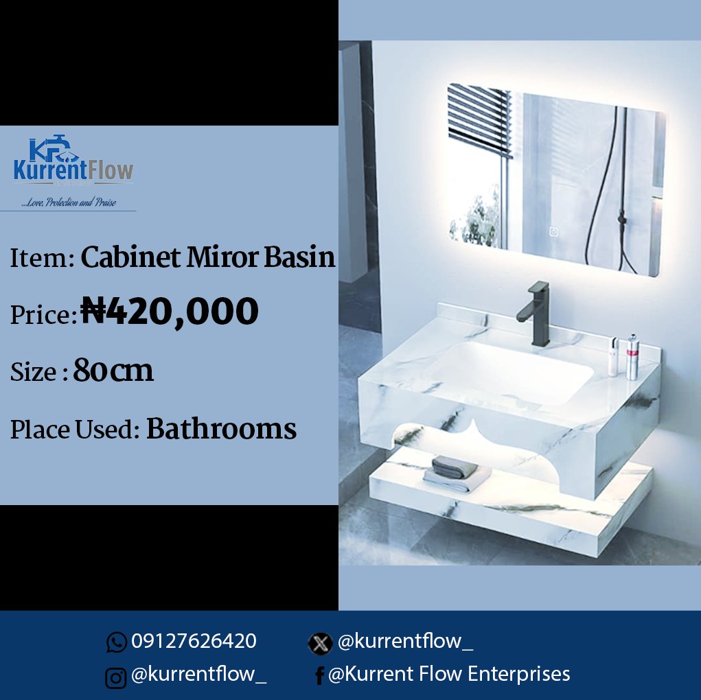 iamklausenburg's tweet photo. Reflect your best self in style! This 80cm Cabinet Mirror Basin flows with luxe marble elegance, LED glow & clever storage. Just ₦420,000 to upgrade your bathroom vibe. DM @kurrentflow_
or 09127626420!
#KurrentFlow #BathroomLuxury https://t.co/QsLbYdunKS