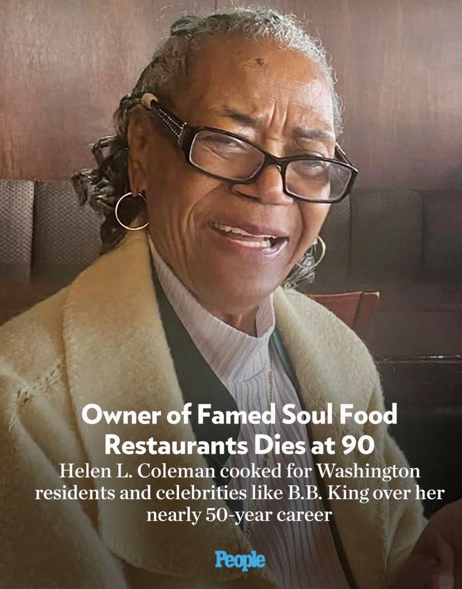 🕊️
Seattle-based Chef and restaurant owner, Helen L. Coleman, also known as “Ms. Helen" to fans, died on Saturday, November 29, 2025.   
She was 90 | bit.ly/3L4iJuO