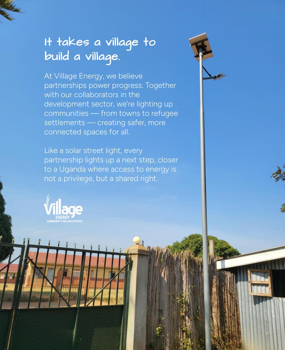 VillageEnergy's tweet photo. At Village Energy, partnerships power progress — lighting up towns and refugee settlements to create safer, more connected communities.
Every partnership is a solar light forward, towards a Uganda where energy is a shared right, not a privilege. https://t.co/hD5sR5wm5b