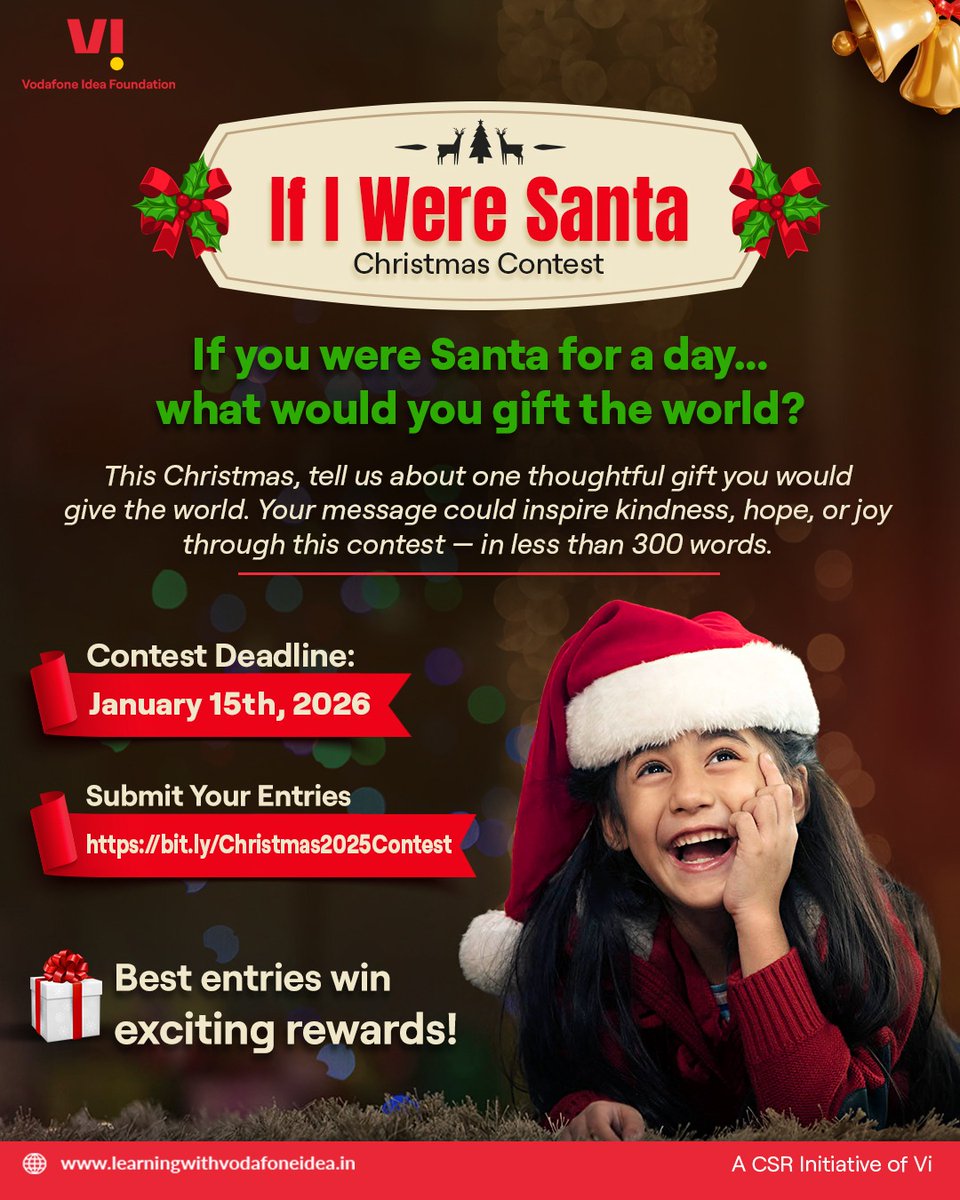 🎅✨ Join our If I Were Santa contest!
What one thoughtful gift would YOU give the world?
Share your write-up (max 300 words) on why it matters.
Deadline: Jan 15, 2026
👉 bit.ly/Christmas2025C…