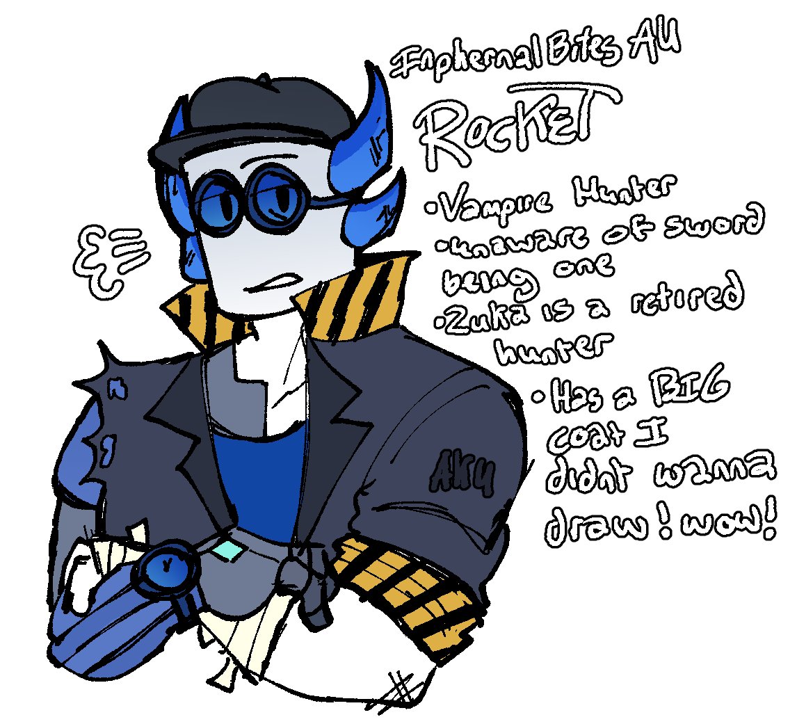 akusinsane's tweet photo. GAVE IT A NAME (inphernal bites) AND HERES ROCKETS DESIGN FOR IT https://t.co/SdzCNZG9LY