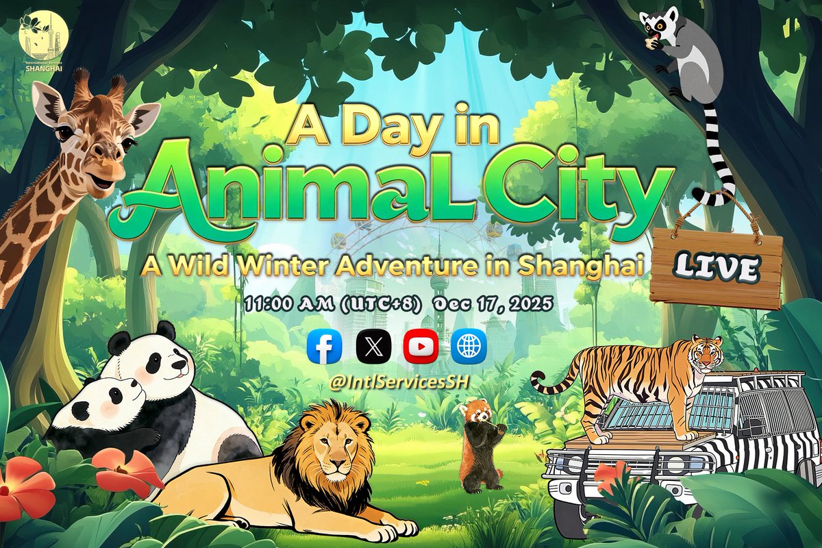 IntlServicesSH's tweet image. A LIVE wild adventure is coming!

To celebrate the 30th anniversary of Shanghai Wild Animal Park, our hosts are heading into the park for a special live journey.

Expect missions to unlock, animal stars to meet, and stories that reveal how wildlife care and conservation work in…