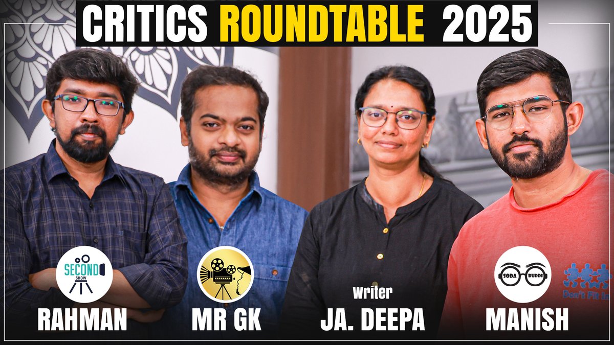 cineulagam's tweet photo. Critics Round Table 2025 | Mr GK | Ja. Deepa | Second Show | Soda buddi
▶ https://t.co/f4Tihd7QmM
#criticsroundtable2025 #critics #criticsroundtable #mkgk #jadeepa #rahman #manish #latestupdates #tamilcinema2025 #filmmakers #moviedebate #cineulagam https://t.co/QtY8T4gcDY