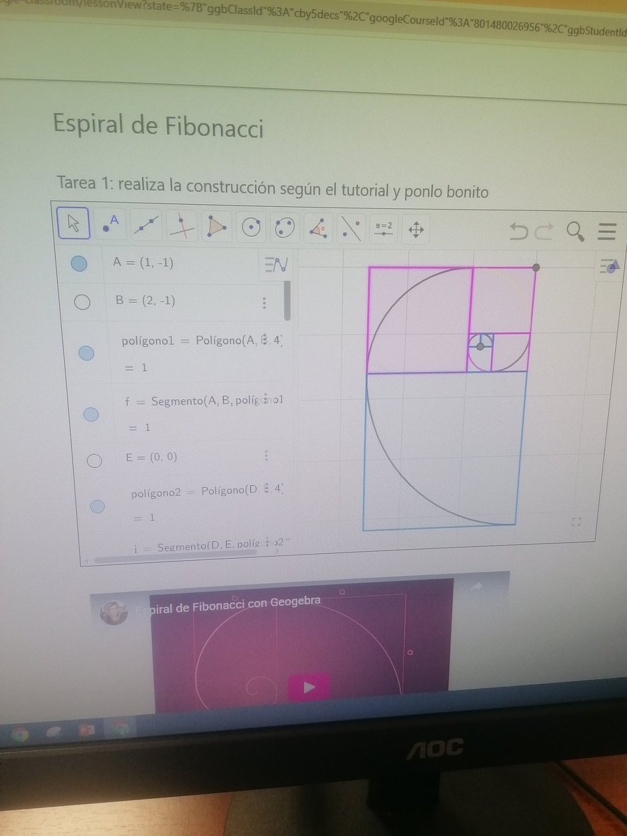 IsabelGarciasvp's tweet image. Espiral de Fibonacci con @geogebra
Matemáticas 3º ESO
#sucesiones #matematicas #TIC