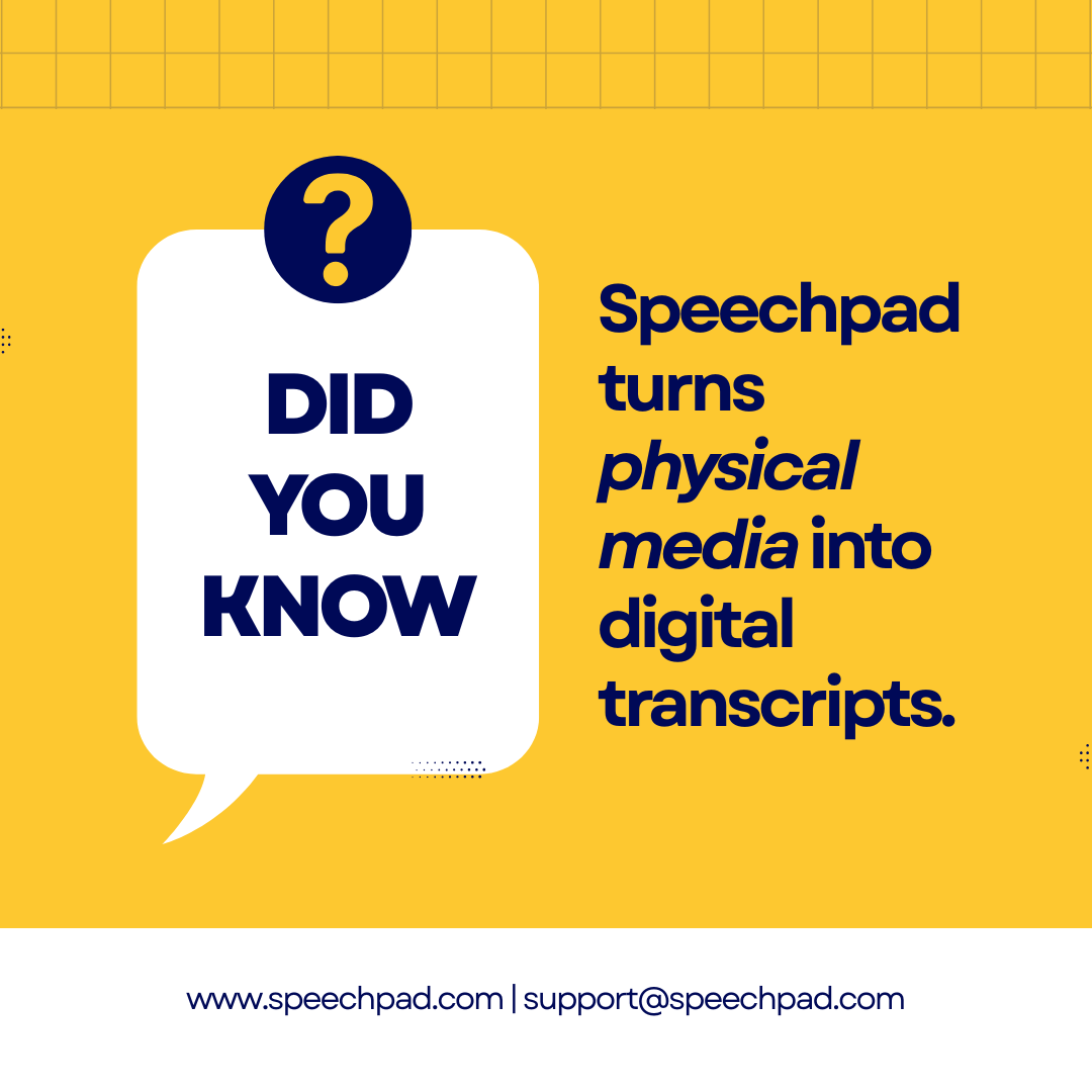 Many important recordings still live on tapes, CDs, SD cards, and older digital recorders. These interviews, oral histories, and legal notes are getting harder to access. Speechpad digitizes and transcribes legacy audio into clear, searchable transcripts. #HumanTranscription