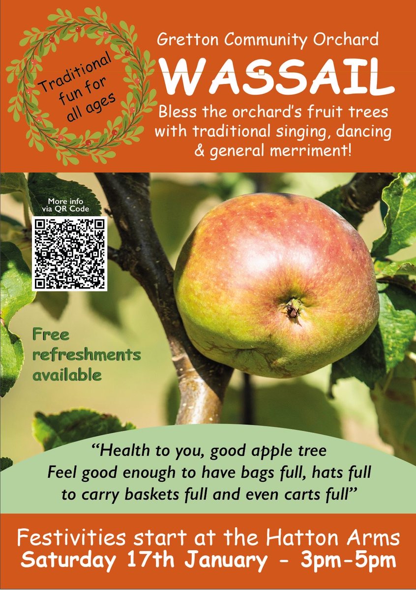 Anyone fancy wassailing? Head to Gretton on Saturday 17th January 3 - 5pm..... 🍎