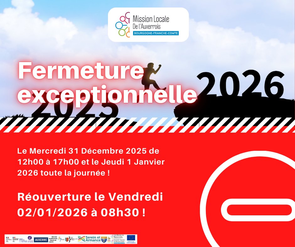 🎆 Fermeture exceptionnelle :
📅 31/12 (12h–17h) &amp; 01/01
👉 Réouverture le 02/01/2026 à 8h30
#InfoPratique