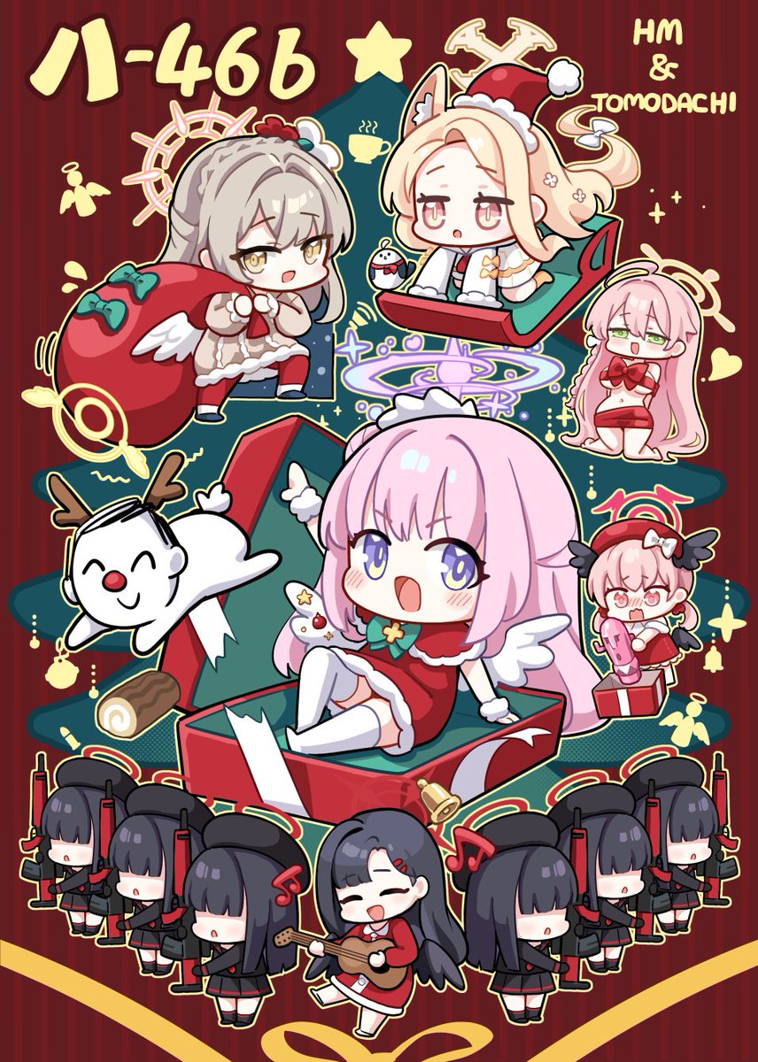 浦和ハナコ(ブルアカ) ,仲正イチカ(ブルアカ) ,正義実現委員会のモブ(ブルアカ) ,下江コハル(ブルアカ) ,聖園ミカ(ブルアカ) ,桐藤ナギサ(ブルアカ) ,百合園セイア(ブルアカ) ,先生(ブルーアーカイブ) 「大事な案件が入ったため、C107に新刊が出せないことになりましたが トリニティク」|HM&Tomodachiのイラスト