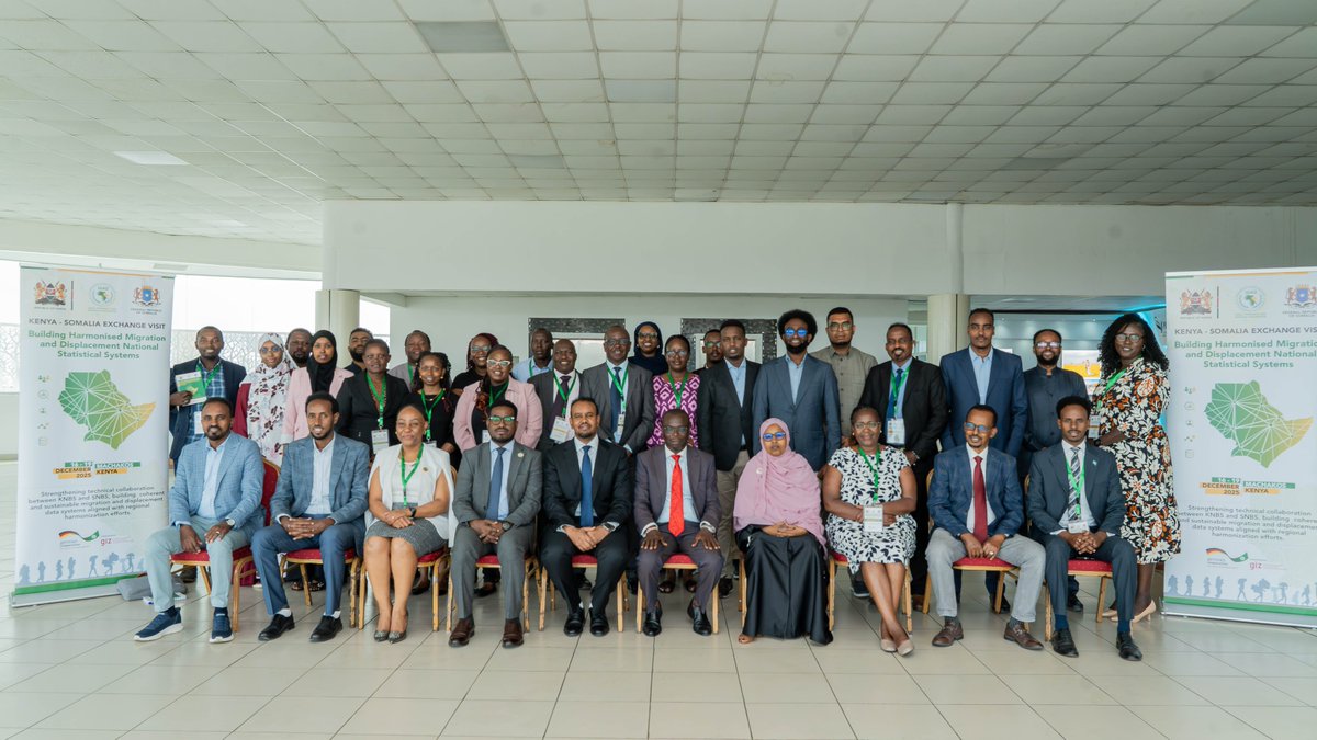 IGADHealthS's tweet photo. 🎯Strengthening National Migration Statistical Systems in Somalia and Kenya | #IGADMigration

🗓️16 -19 December 2025 | Machakos, Kenya

Officials from the Somalia National Bureau of Statistics (@NBS_Somalia) are on a learning and exchange visit to the Kenya National Bureau of Statistics (@KNBStats) aimed at 'Building Harmonised Migration National Statistical Systems.'

The main objective of the exchange visit is to facilitate peer learning between KNBS and SNBS, enhance institutional and technical capacity of the Somali Technical Working Group on Migration and Displacement statistics through drawing on Kenya’s practical experience in migration data management.

Representing the IGAD Executive Secretary, @DrWorkneh, the IGAD Head of Mission to Kenya, @FatumaIAdan urged Member States that building strong data systems would enable better policies, more effective services, and stronger protection for those most affected by migration and displacement.

The learning exchange is being supported under the Strengthening IGAD Migration Policy Implementation (SIMPI) initiative.
