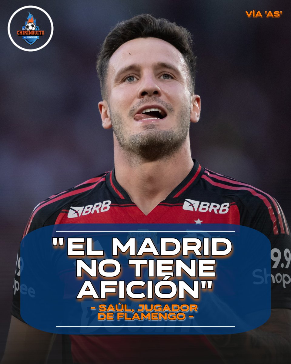 elchiringuitotv's tweet image. 😳 El 'PALAZO' de Saúl al REAL MADRID al compararlo con Flamengo:

😮 "Es más que el Madrid".

🏟️ "Vas al Bernabéu y no sientes nada".